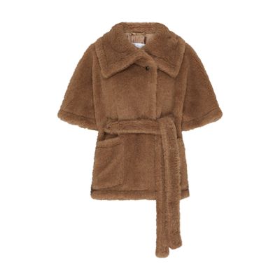 Max Mara Amato Teddy Cape In Beige