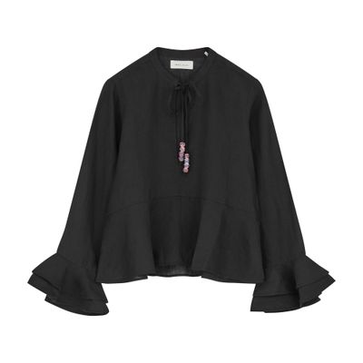 Skall Studio Frigga Ruffled Shirt In Black