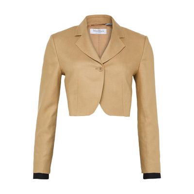 Max Mara Cropped Single-breasted Blazer In Brown