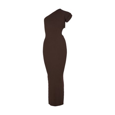 Max Mara Arda 1234 Ribbed Stretch Viscose Dress In Brown
