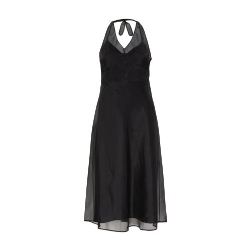 Shop Prada Re-edition 1995 Backless Dress In Organza In Nero