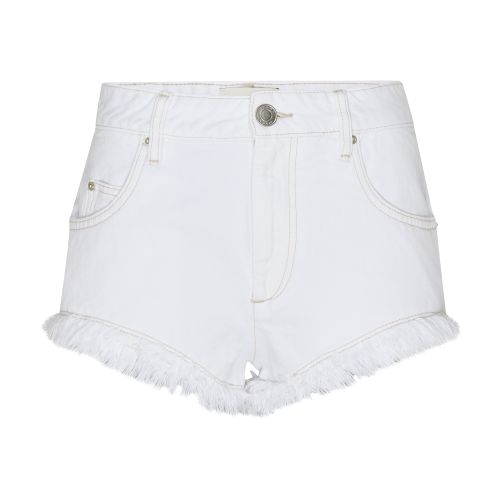 Isabel Marant Eneidao Fringed Cotton Denim Shorts In White