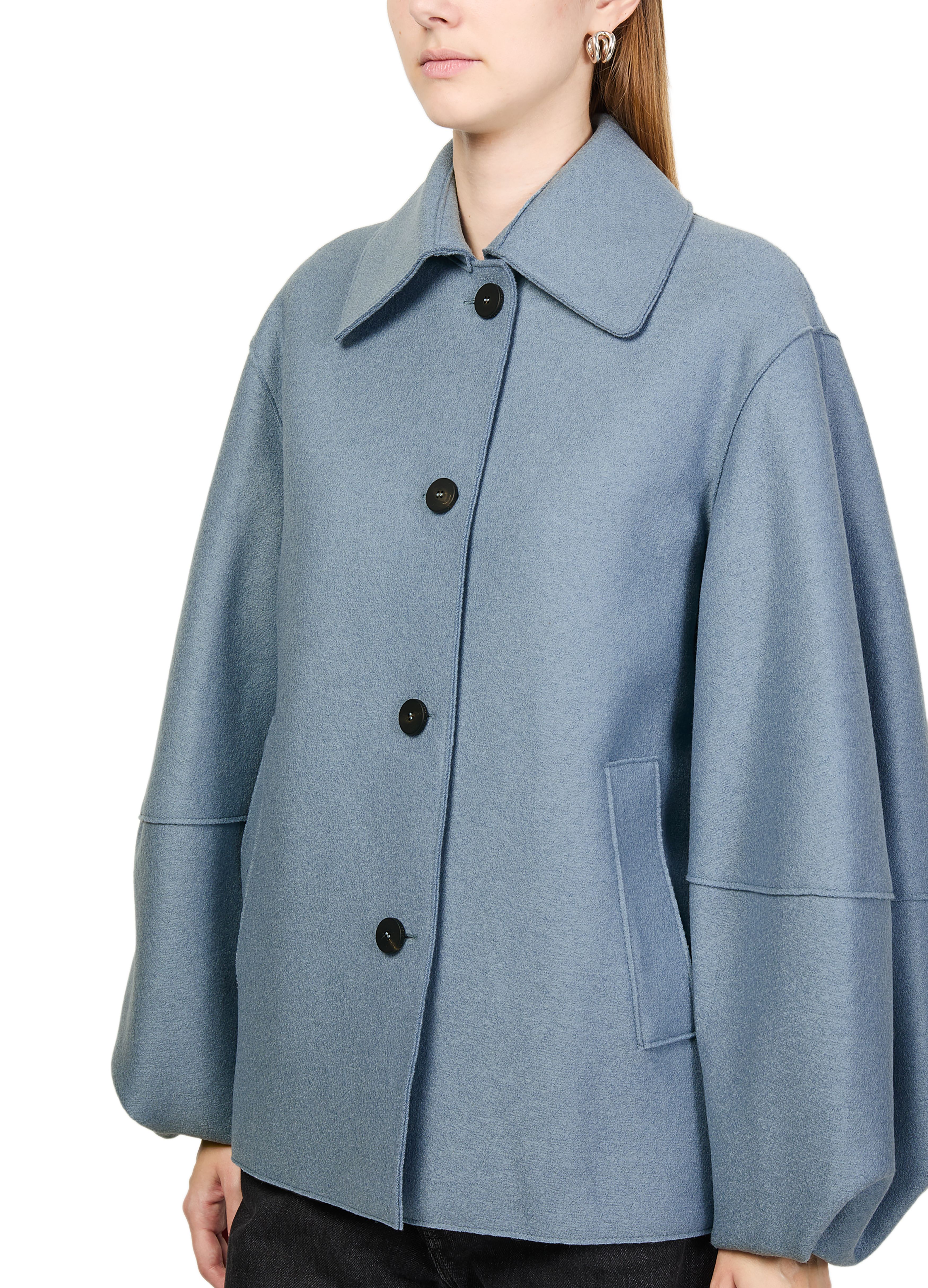 Puff-sleeved jacket in pressed wool thumbnail 4