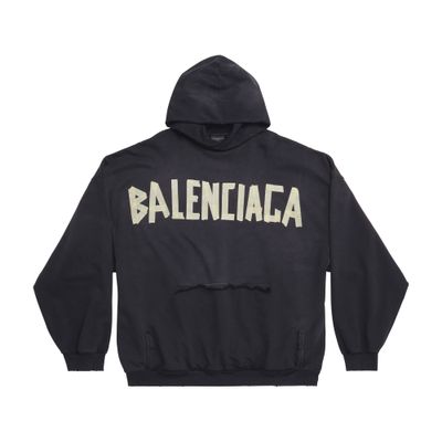 Men's Hoodie Ripped Pocket Tape Type Oversize, BALENCIAGA