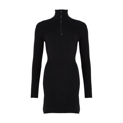 Courrèges Zipped Mockneck Dress In Black