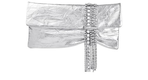 JIMMY CHOO Zandra silver-tone clutch bag
