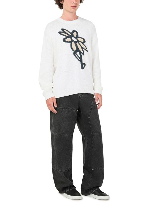 MAISON KITSUNE Intarsien-Pullover mit abstraktem Gänseblümchen-Motiv