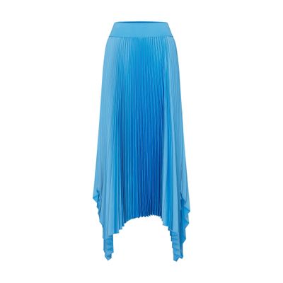 Joseph Ade Asymmetric Pleated Satin Midi Skirt In Blue