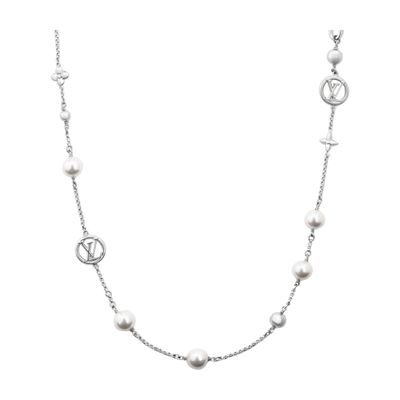 Louis Vuitton Lv Mix Chains Necklace In Silver