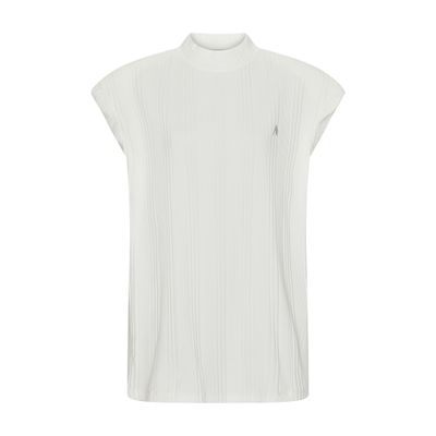 Attico Shoulder-padded Waflle-effect T-shirt In White