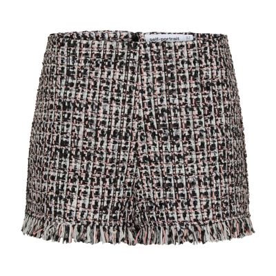 Self-portrait Fringed High-rise Bouclé Shorts In Black