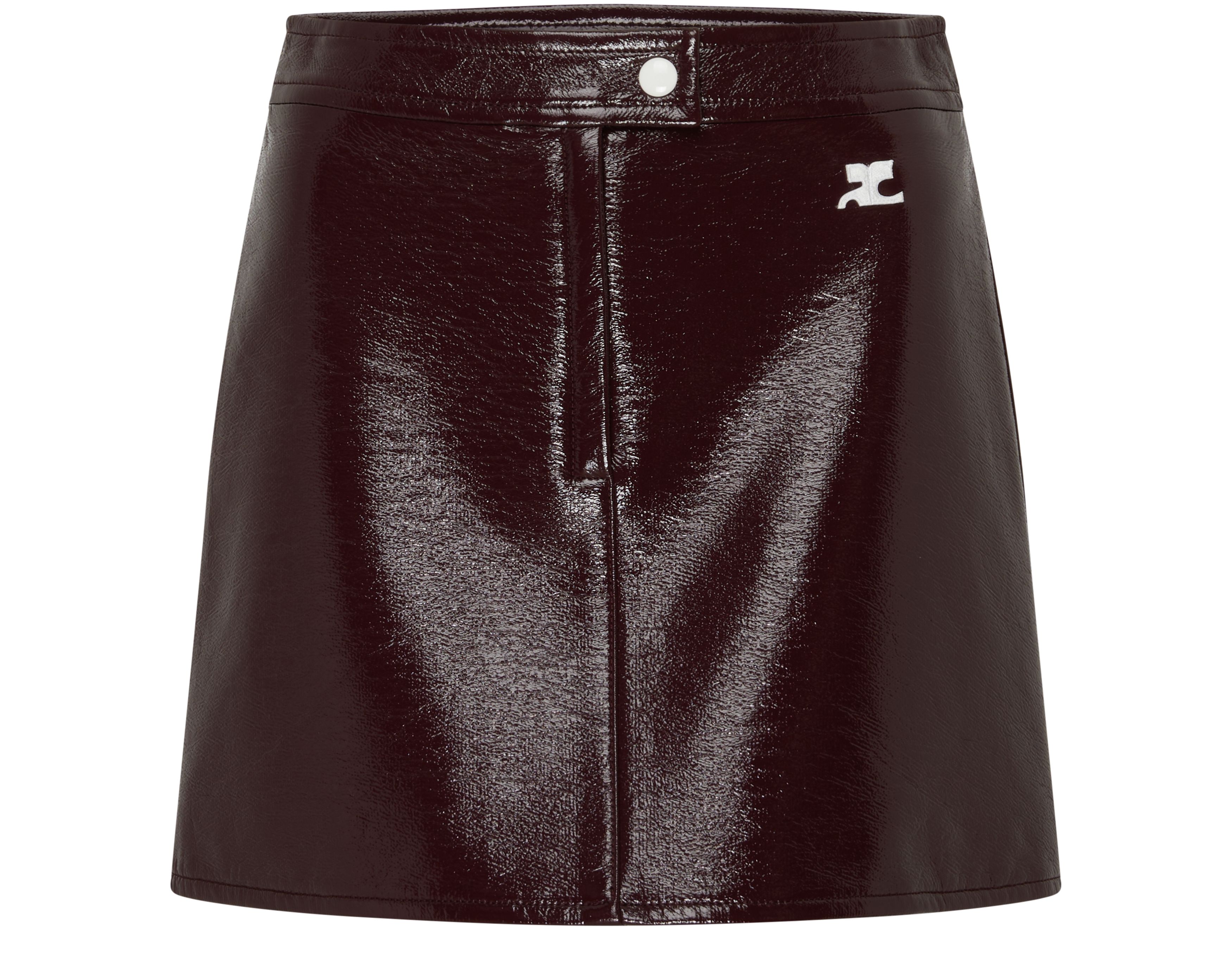 Courreges Vrouw Burgundy Reedition Vinyl Mini Skirt Maat 34
