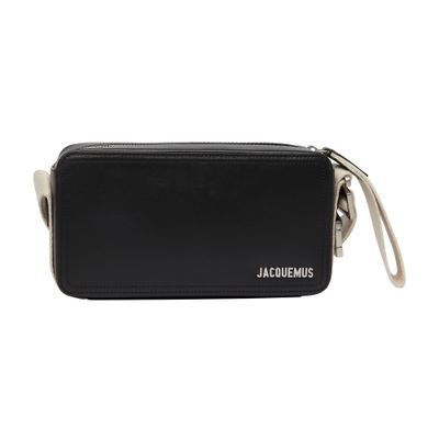 Jacquemus Le Cuerda Canvas-trimmed Leather Messenger Bag In Black
