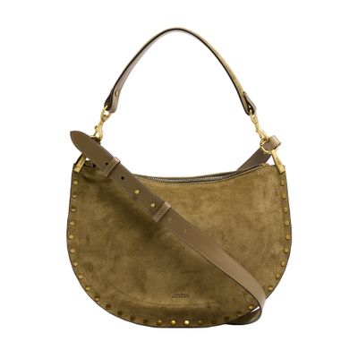 Isabel Marant Oskan Hobo Soft Zip Shoulder Bag In Suede In Green