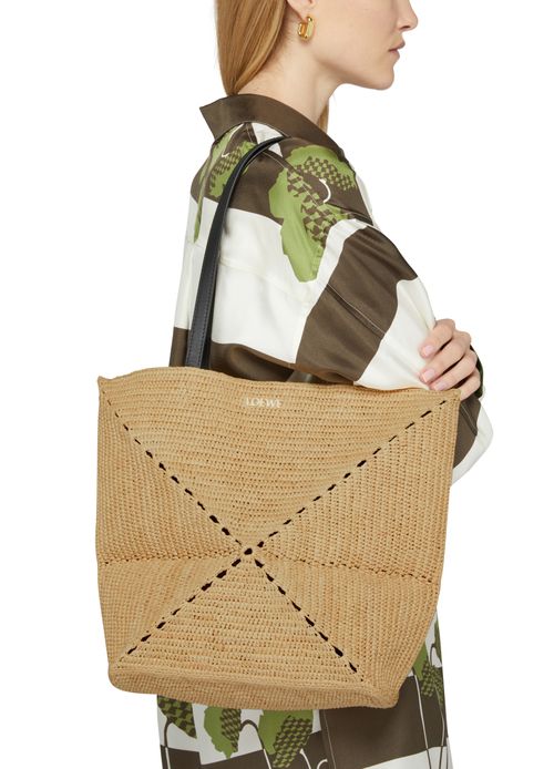LOEWE Puzzle Fold Tote in raffia
