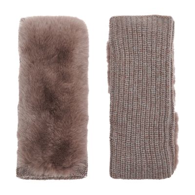 Yves Salomon Rex Rabbit Fur Mittens In Brown