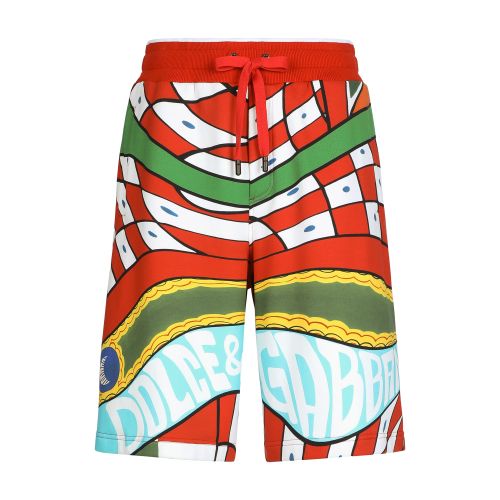 Bermuda Jogging Shorts in Jersey with Carretto Print