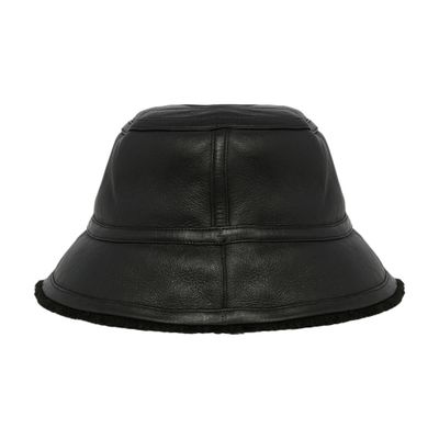 YVES SALOMON 黒 レザーバケットハット YVES SALOMON 黒 レザーバケットハット