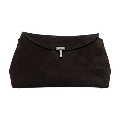 Totême T-lock Suede Clutch In Brown