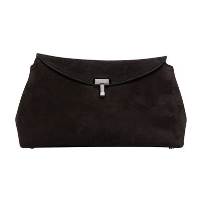 Shop Totême T-lock Clutch Bag In Brown