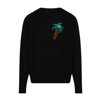 Palm Angels Black Wool Blend Sweater In Black_green