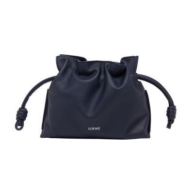 Loewe Womens Abyss Blue Flamenco Logo-embossed Knotted Leather Clutch Bag In Blue