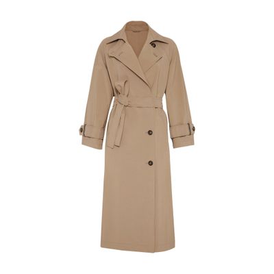 Brunello Cucinelli Canvas Trench Coat In Beige