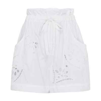 Isabel Marant Hidea Embroidered Paperbag Waist Shorts In White