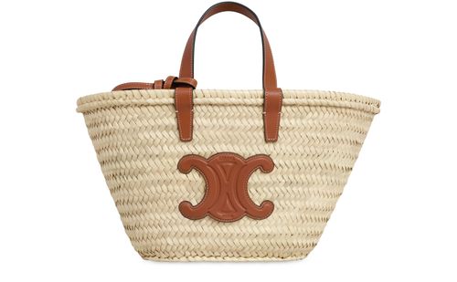 CELINE Celine classic panier petit modele feuilles de palmier et veau