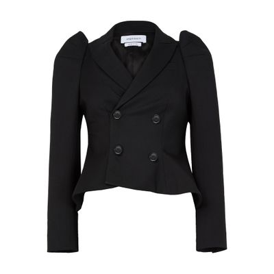 Alexander Mcqueen Double Breasted Cropped Jacket In Black