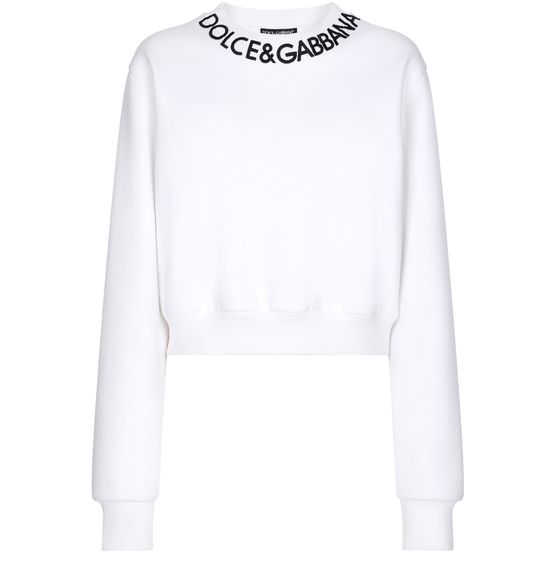 Women s Cropped jersey sweatshirt with logo embroidery on neck DOLCE GABBANA 24S