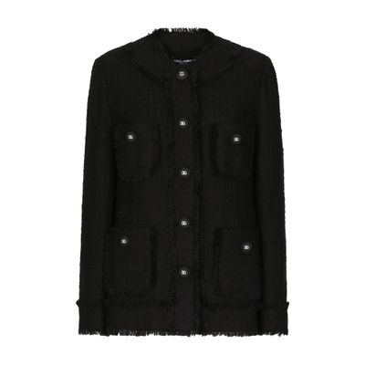 Dolce & Gabbana Single-breasted Tweed Jacket In Black