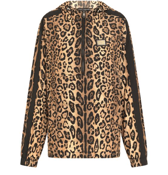 Leopard print nylon anorak DOLCE GABBANA