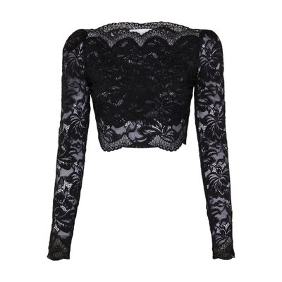 Rabanne Black Crop Top In Lace Black In Black