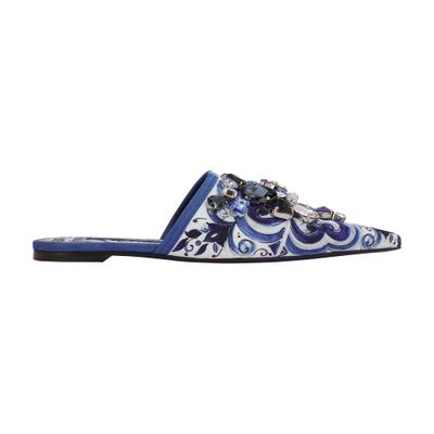 Shop Dolce & Gabbana Printed Brocade Mules In Multicolor