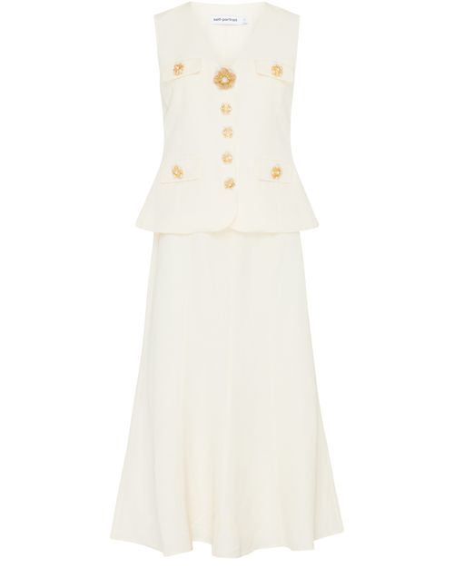 SELF PORTRAIT Linen midi dress