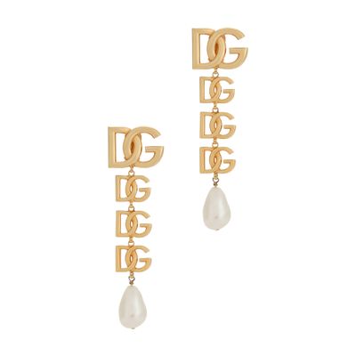 Shop Dolce & Gabbana Clip-on Earrings With Dg Logo In Gold