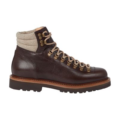 Brunello Cucinelli Herringbone Insert Ankle Boots In Brown