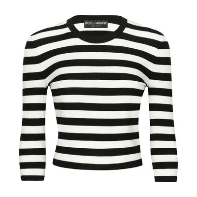 Dolce & Gabbana Striped Cropped Jumper In Multicolor