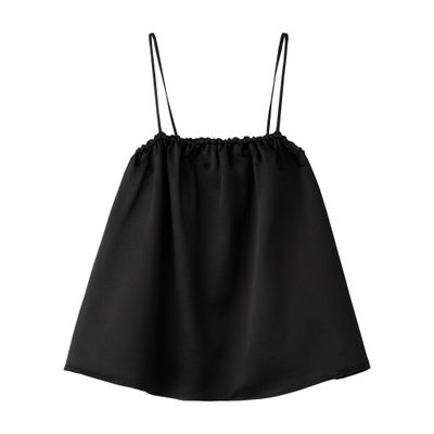 Soft Goat Wool And Silk Singlet In Black