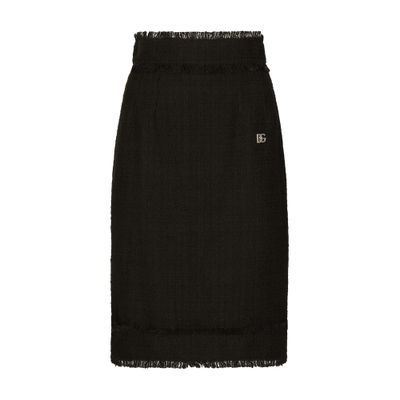 Dolce & Gabbana Wool-blend Tweed Pencil Skirt In Black