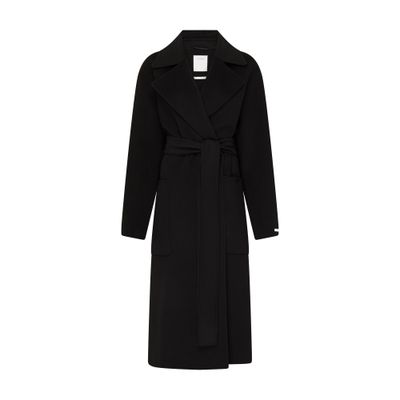 Sportmax Black Wide Notched Lapel Coat In Black