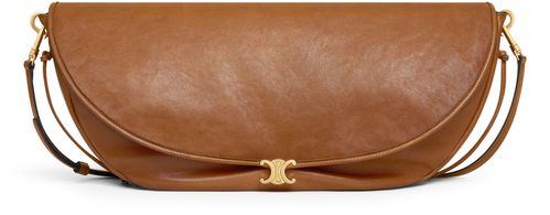 CELINE Halfmoon soft triomphe bag in supple shiny lambskin