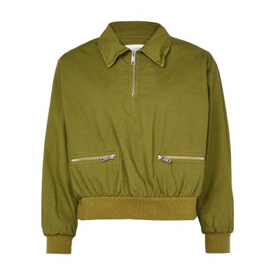 Prada Womens Green Logo-embellished Pull-on Cotton Jacket In Green