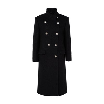 Isabel Marant Womens Black Atrium Giusa Double-breasted Brushed Wool-blend Coat In Black