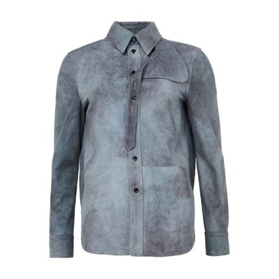 Bottega Veneta Cloudy Suede Shirt In Blue