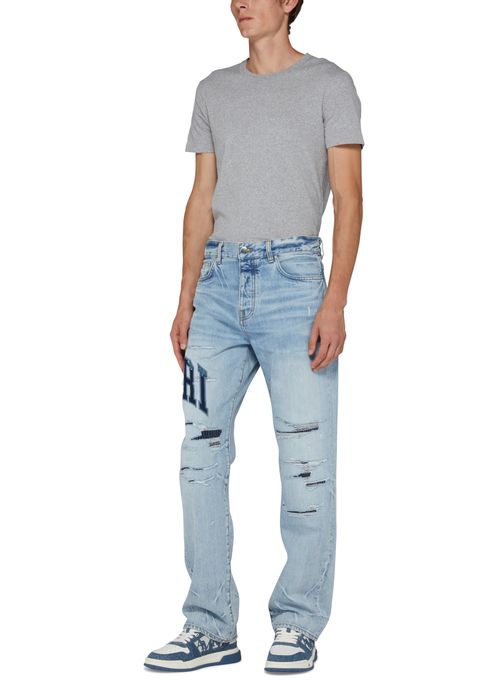 AMIRI Varsity logo repair straight jeans