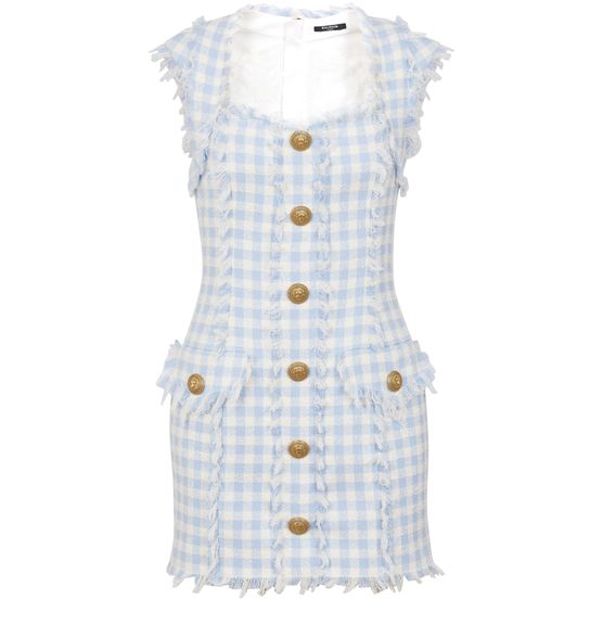 Balmain white tweed dress sale
