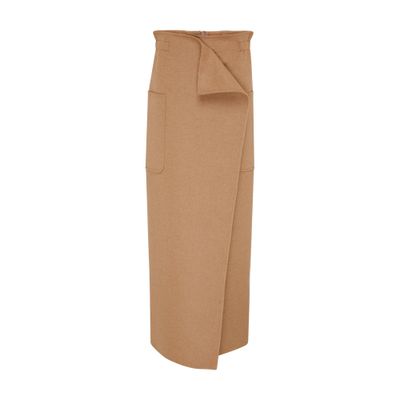 Max Mara Carbone Paperbag Maxi Skirt In Cammello