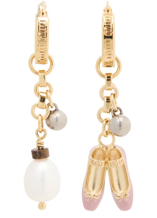 MIU MIU Gold-Ohrring mit Perlen und Ballerinas